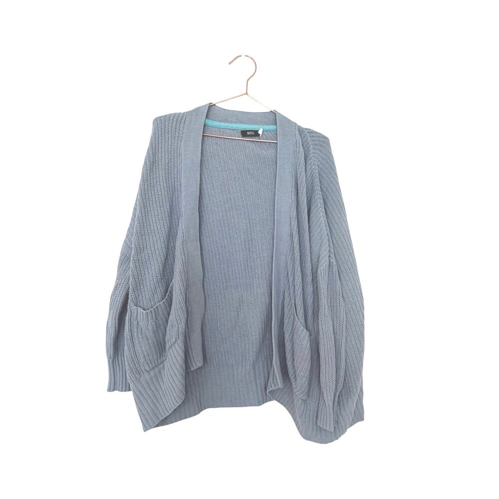 BDG Open-Front Chunky Knit Cardigan - light Blue
